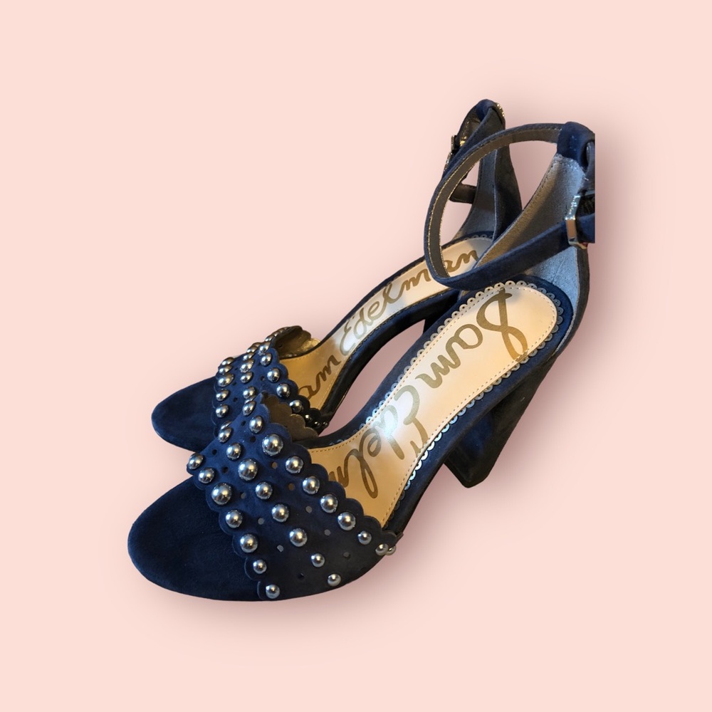 Sam Edelman 4” heel, navy suede with silver Hardwear and studs